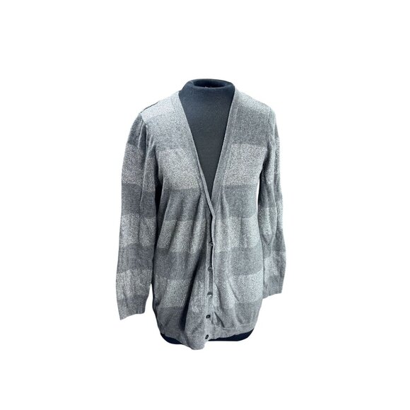 Old Navy Sweaters - Old Navy Womens Gray Striped Button-Up Cardigan Sweater L